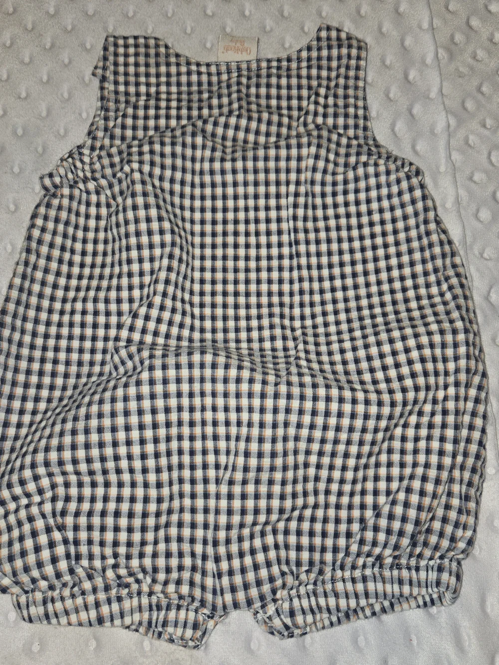 OshKosh B'gosh Navy Cream Gingham Onepiece with Embroidered Rocket Seersucker